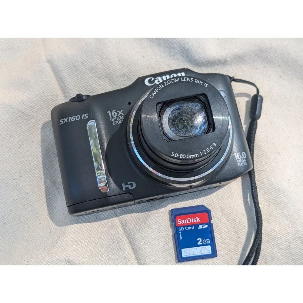 Canon PowerShot SX160 IS 16.0MP Digital Camera Black 16x Zoom HD Video Bundle